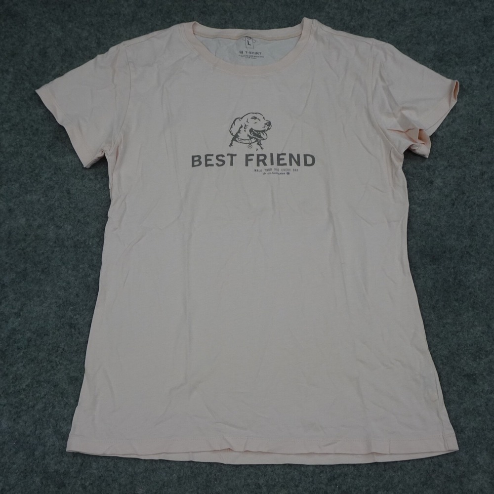 G1 T Shirt Womens Large L Pink Dog Best Friend Short Sleeve Pullover Stretch